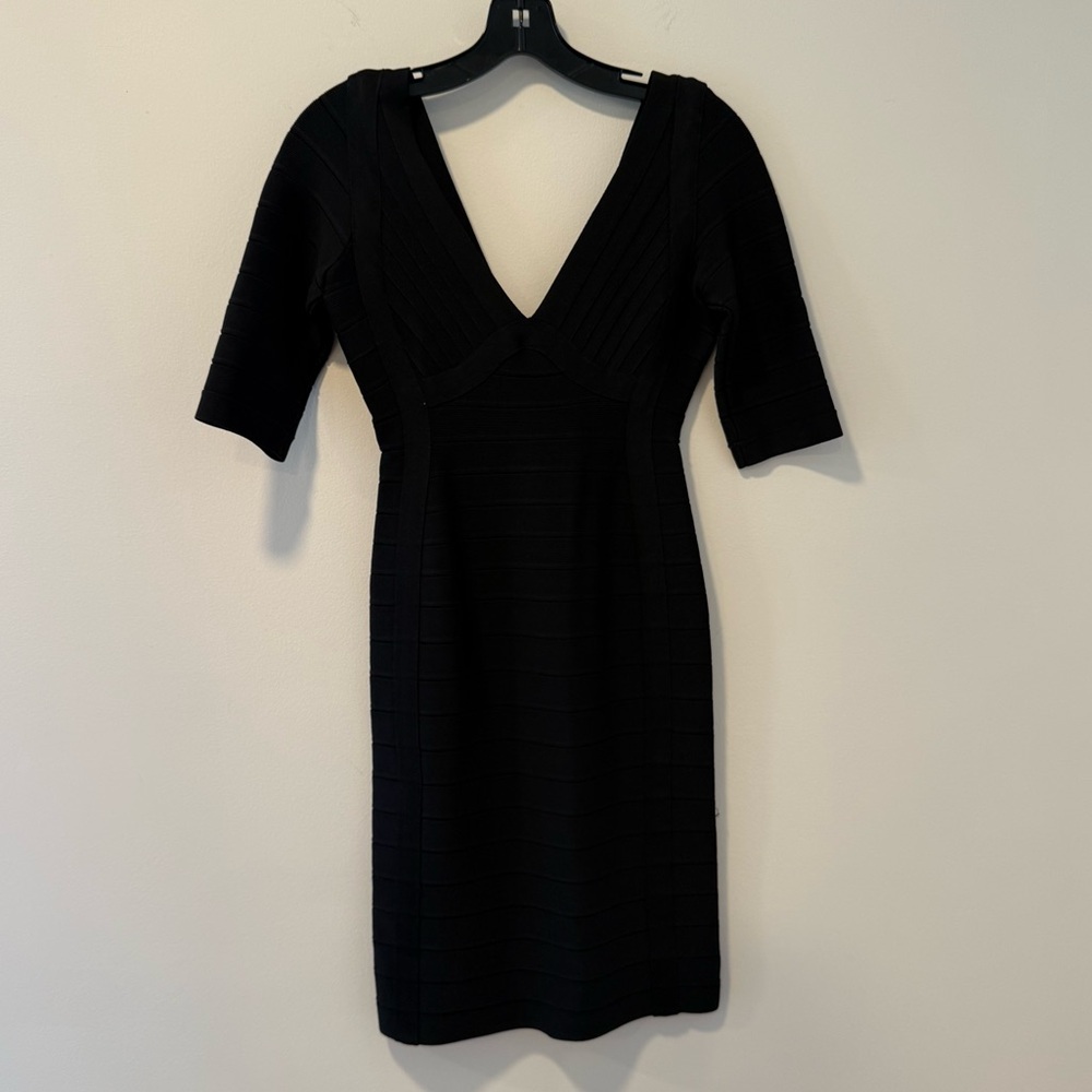 Herve Leger Black Midi Bandage Dress